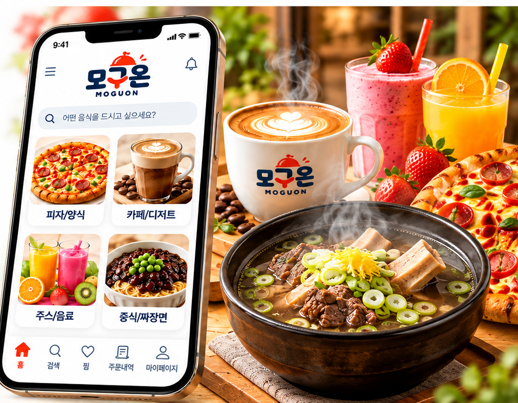 피자 커피 주스 짜장면 갈비탕 등 다양한 모구온 주문 메뉴